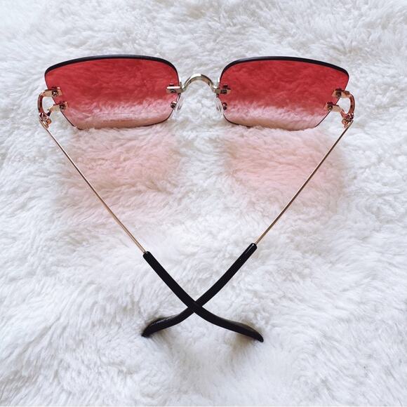 Laurel Clear Orange Rimless Sleek Sunglasses - Picture 9 of 11